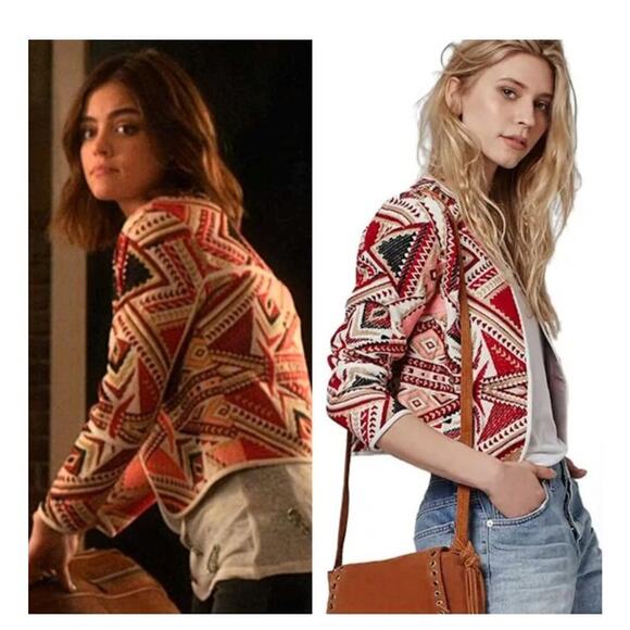 Top Shop geometric embroidered Jacquered abstract Aztec Open Jacket Multicolor 4 - Picture 1 of 15